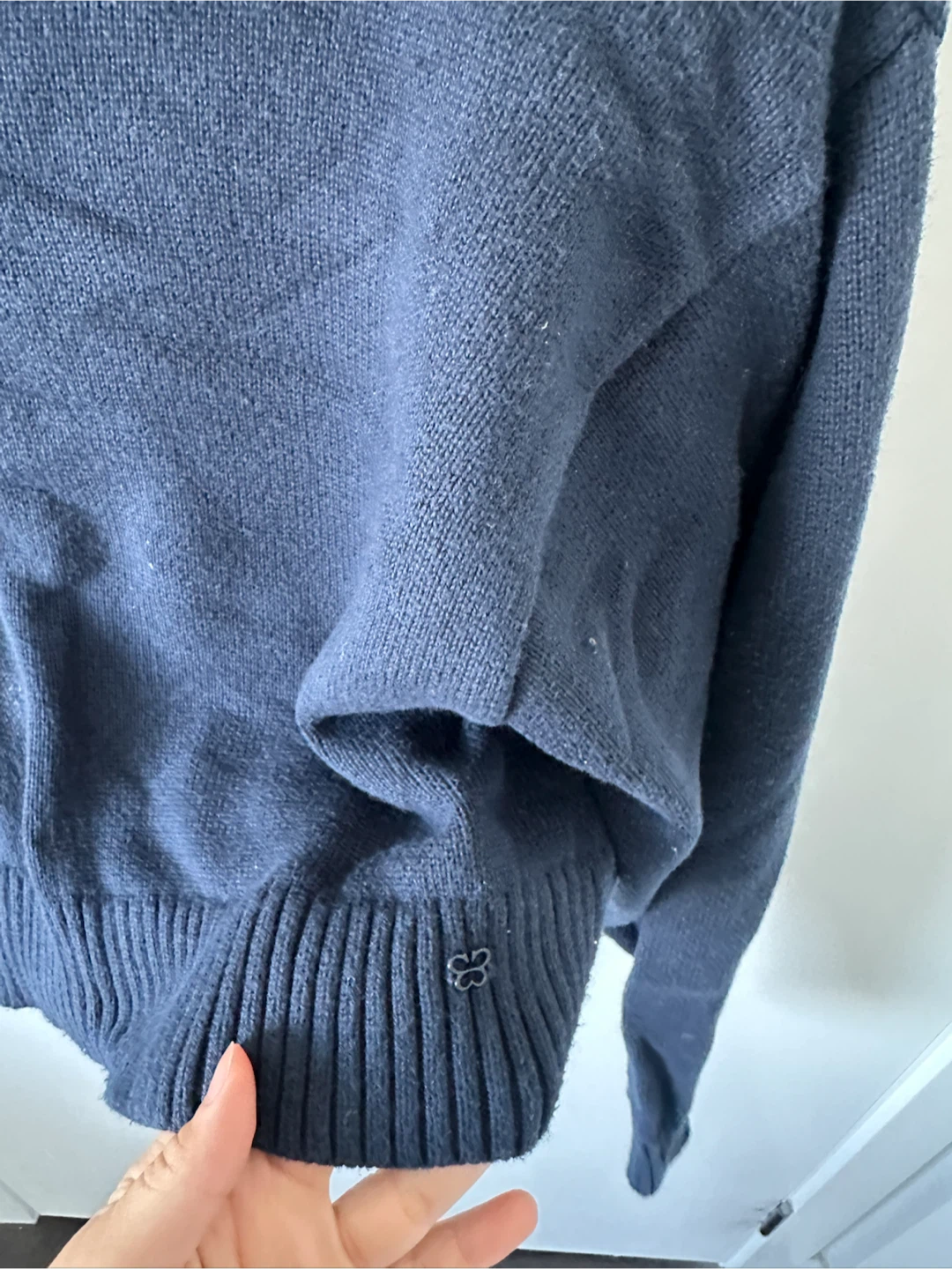 Aritzia Sunday Best Mock Neck Cropped Sweater - Navy Blue - photo 3