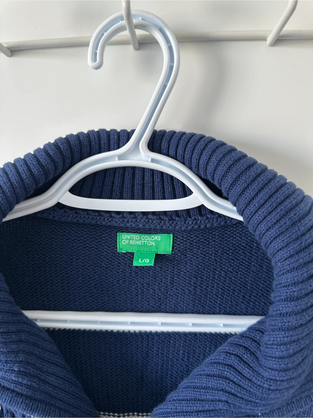 United Colors of Benetton Zip Sweater - Navy/White (L) - photo 2