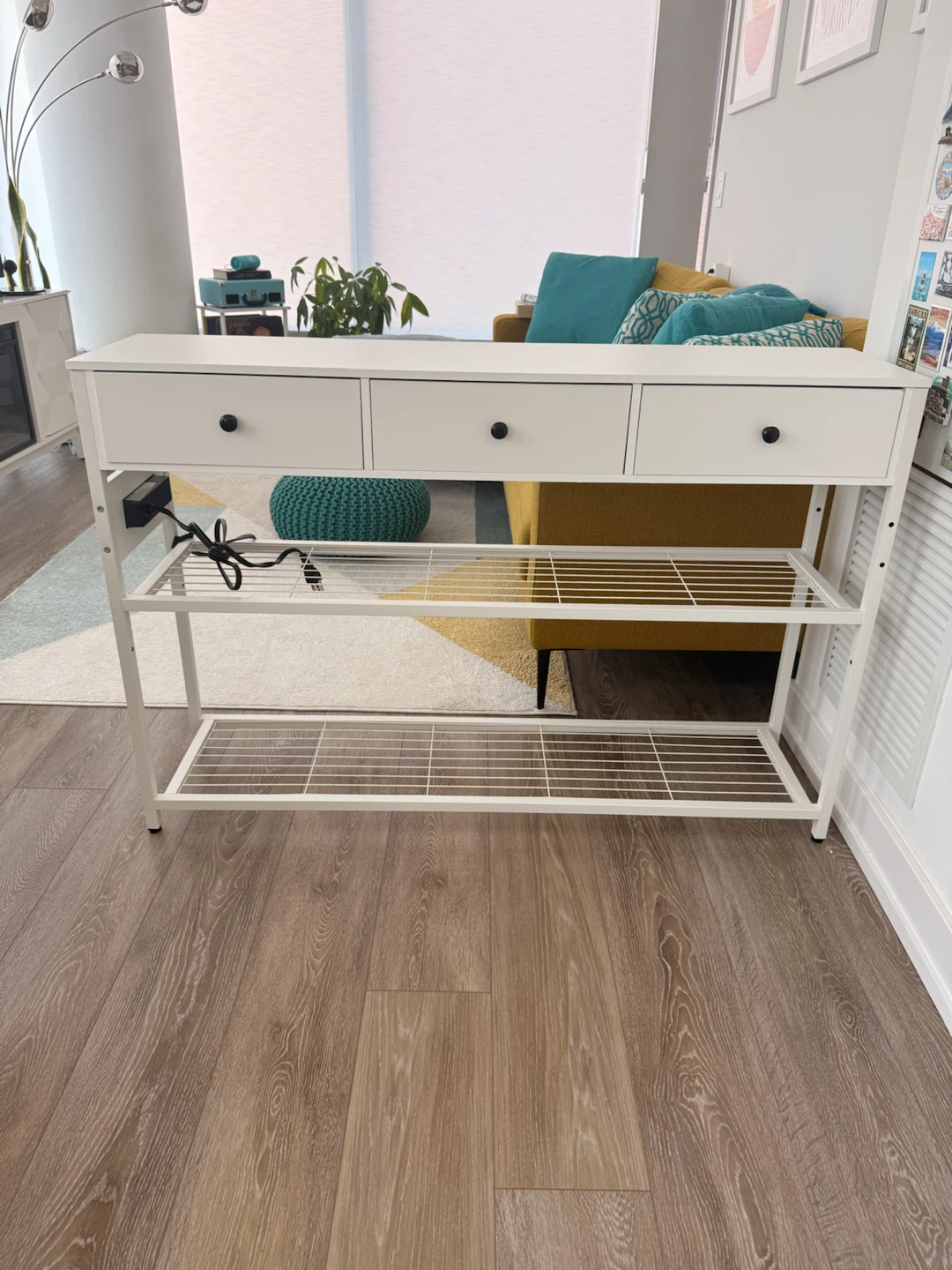 White Console Table with Power Outlets