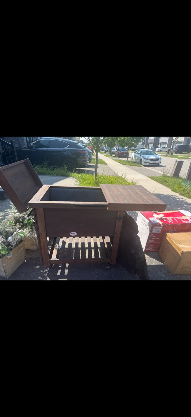 Wooden Cooler Cart with Wheels - photo 2
