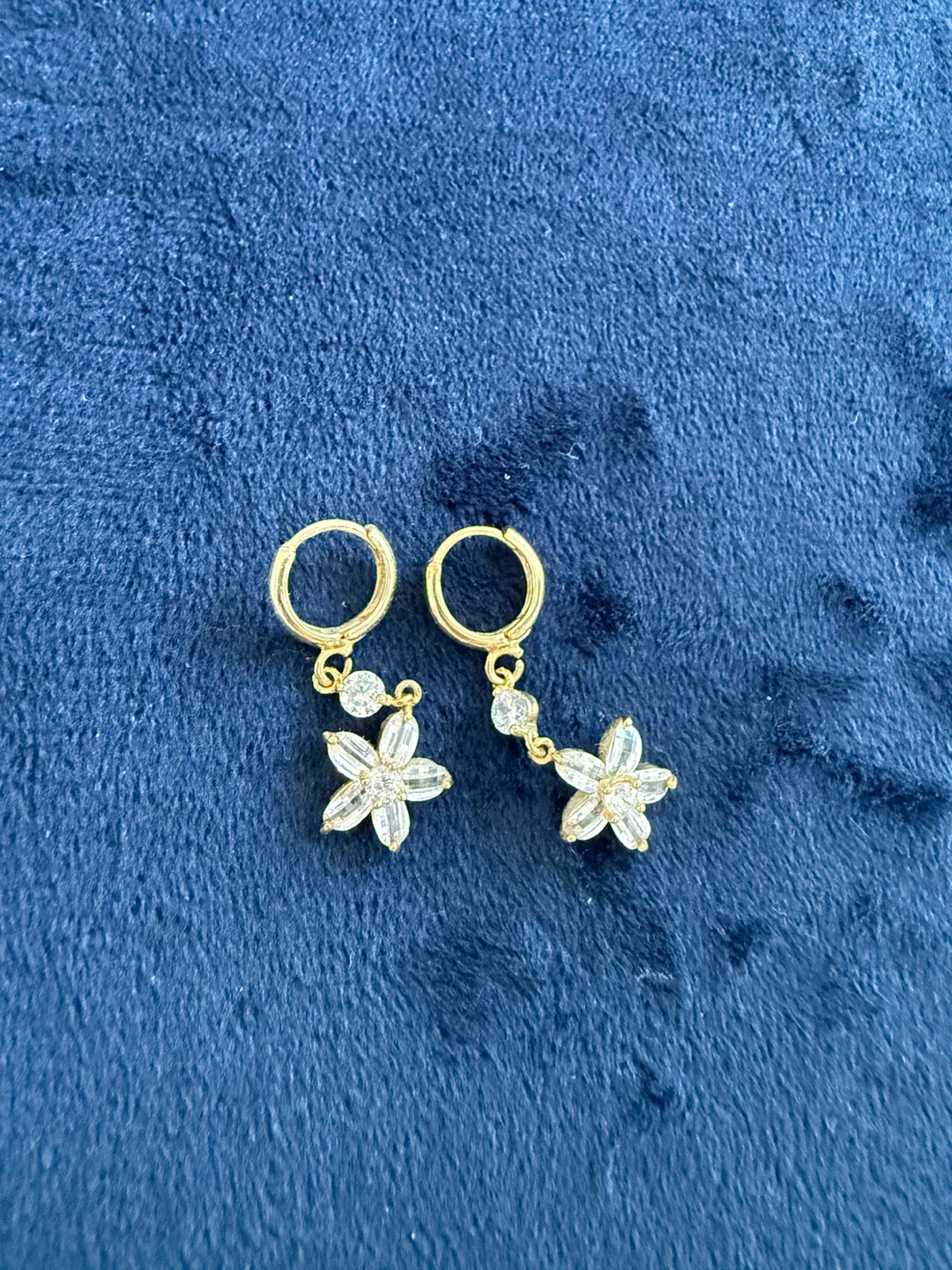 Flower Drop Earrings with Crystals