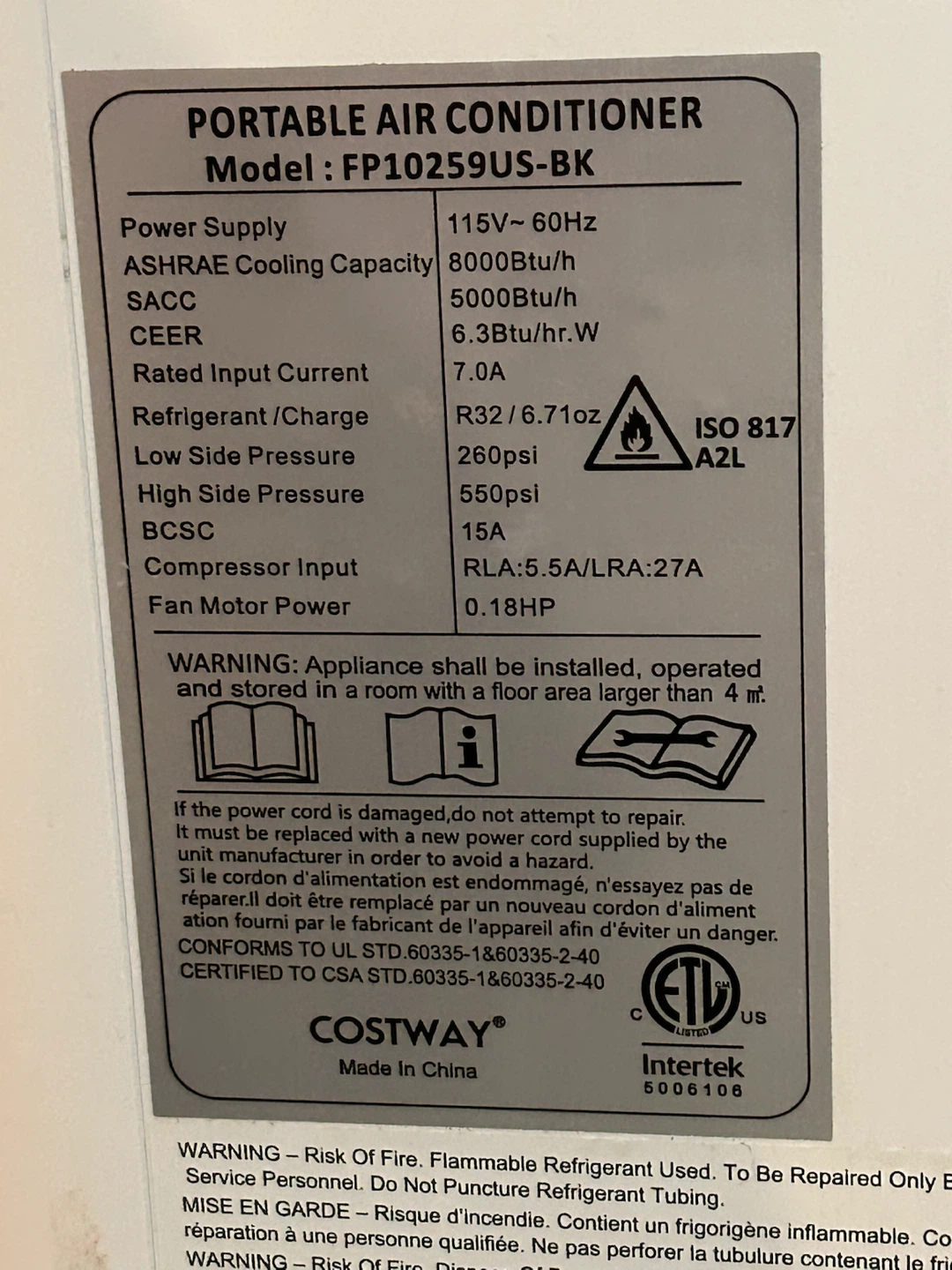 Costway Air Conditioner - photo 3