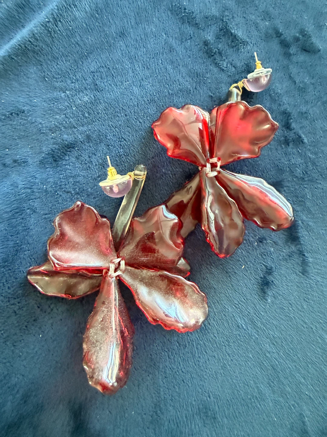 Red Flower Statement Earrings
