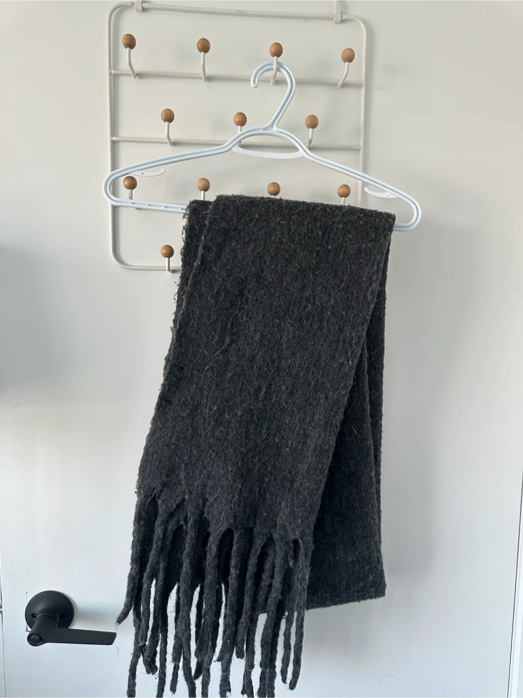 Dark Grey Scarf with Fringe