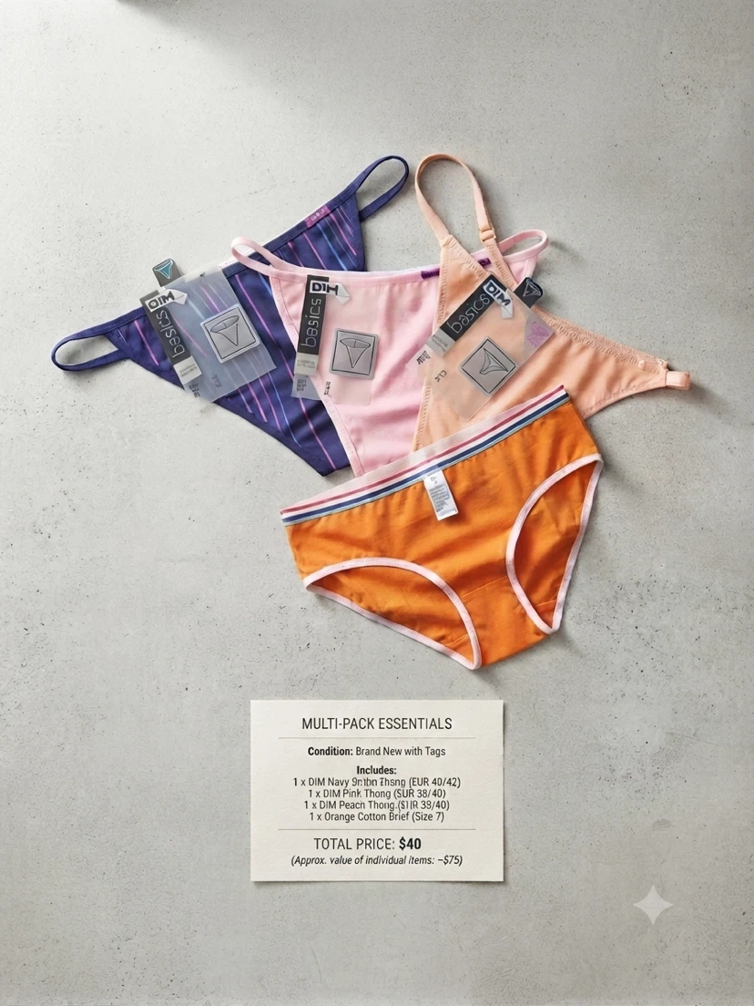 Brand New! DIM Microfiber Thongs & Cotton Brief – Size M/7
