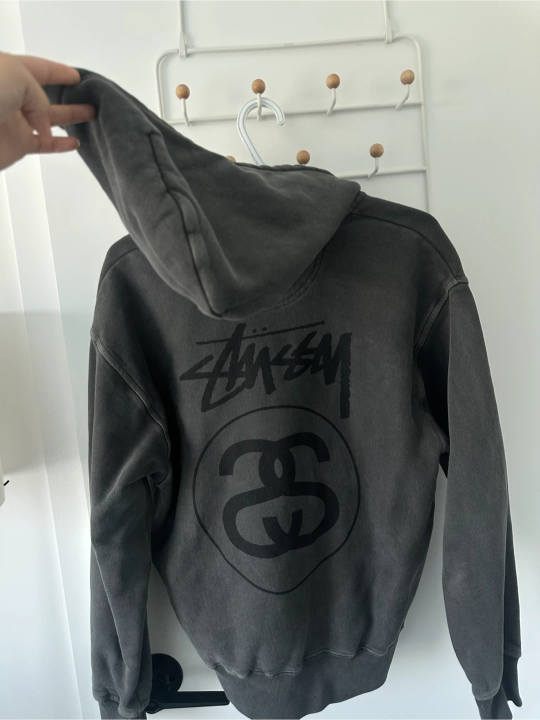 Stüssy Grey Zip-Up Hoodie - Size Small - photo 3