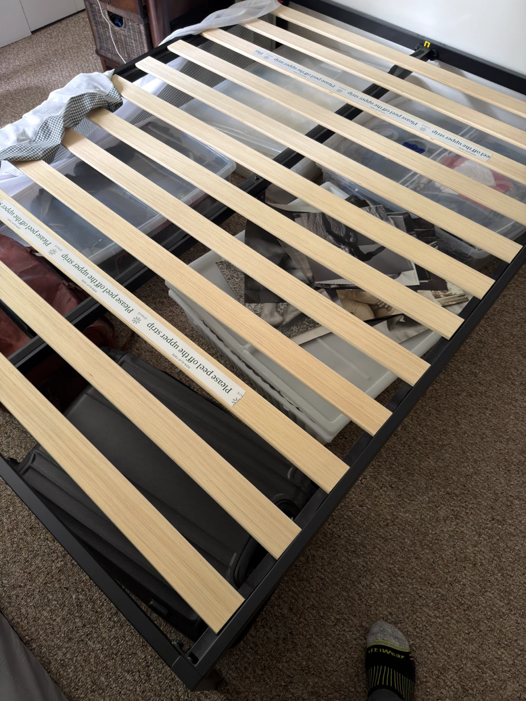 Black Metal Bed Frame with Wooden Slats - photo 2