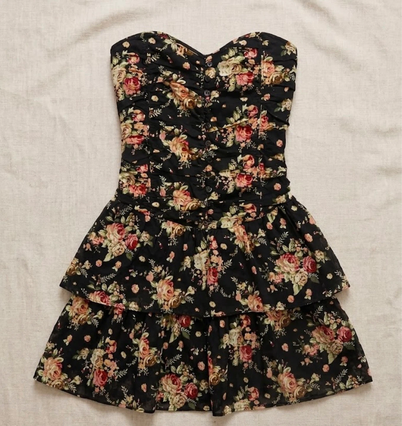 Corset Style Floral Strapless Dress