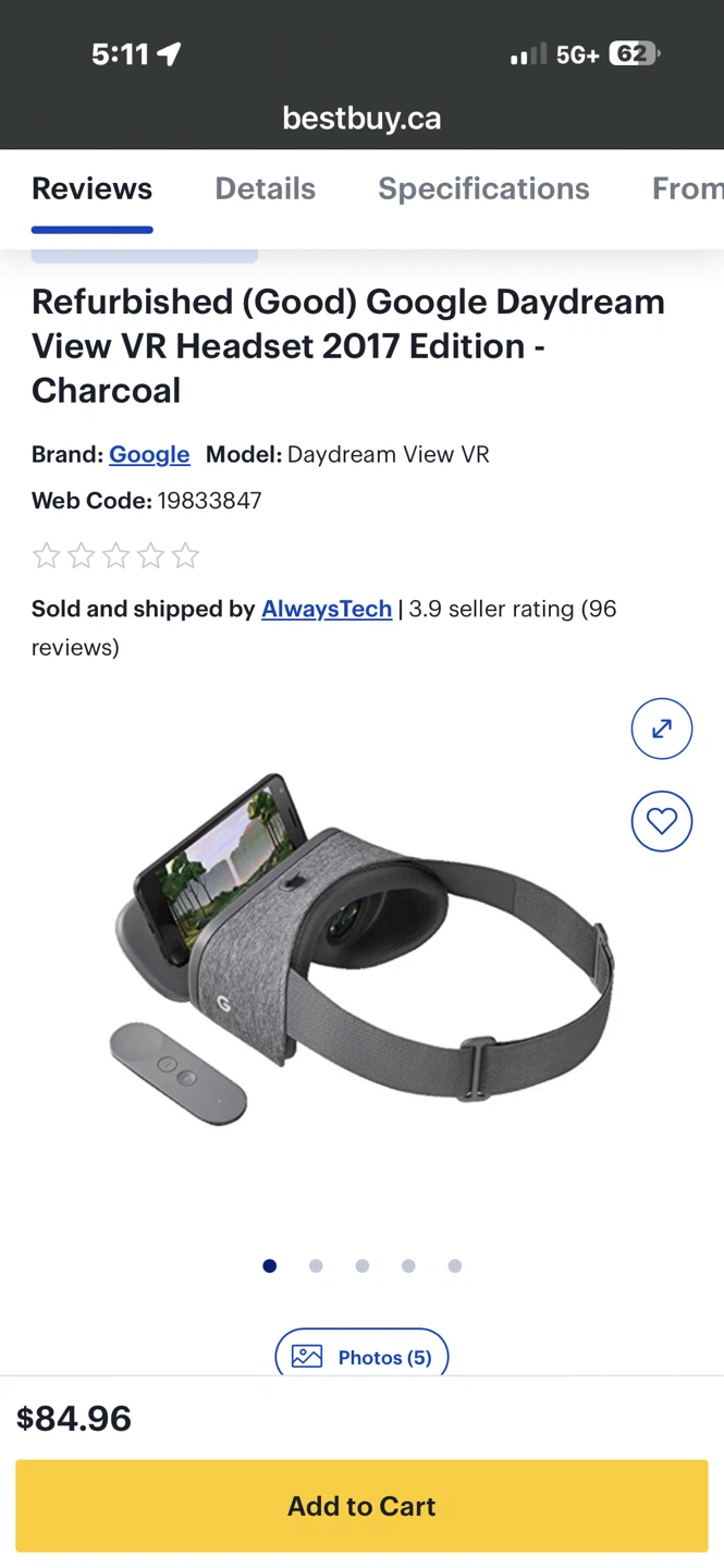 Google Daydream View VR Headset (2017 Edition) - Charcoal