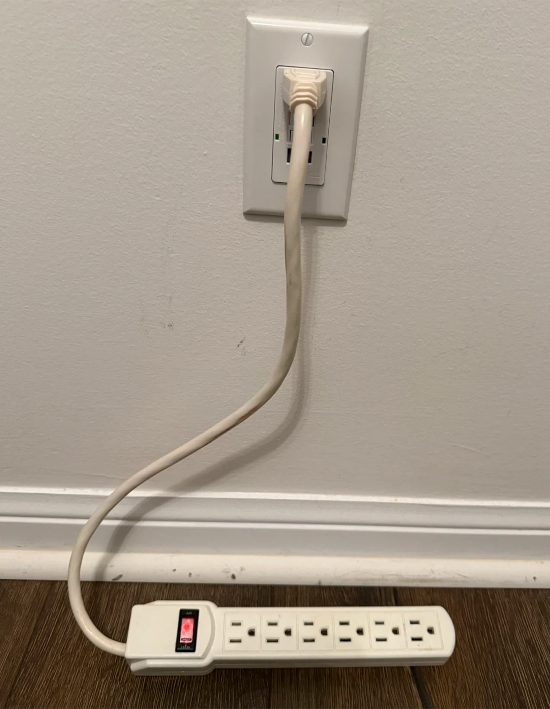 White 6-Outlet Power Strip with On/Off Switch - photo 2