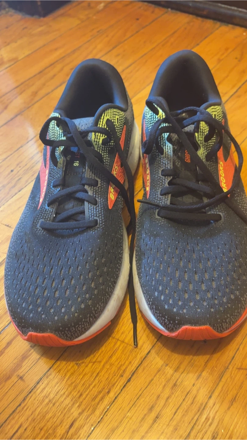 Brooks Ghost 15 Running Shoes Black/Orange Men's Size 9