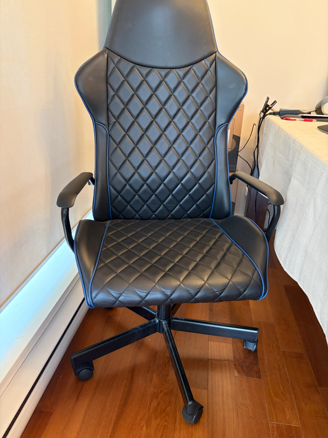 Black and Blue Quilted Gaming Chair