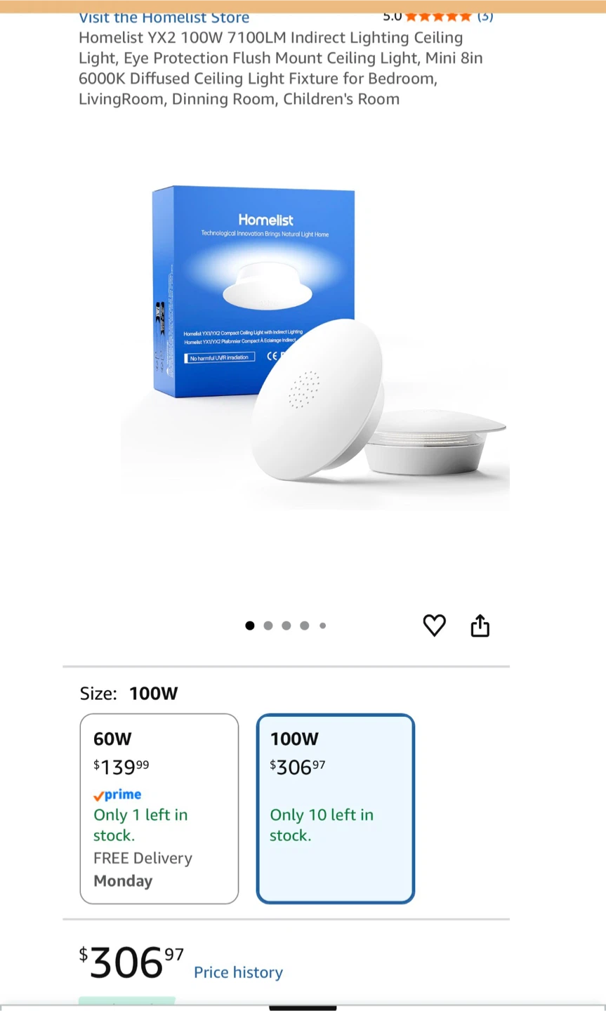 New! Homelist YX2 100W Ceiling Light