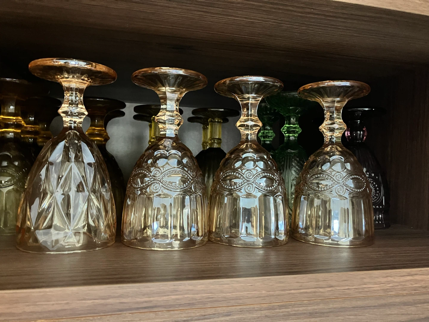 4 Amber glass goblets - photo 4