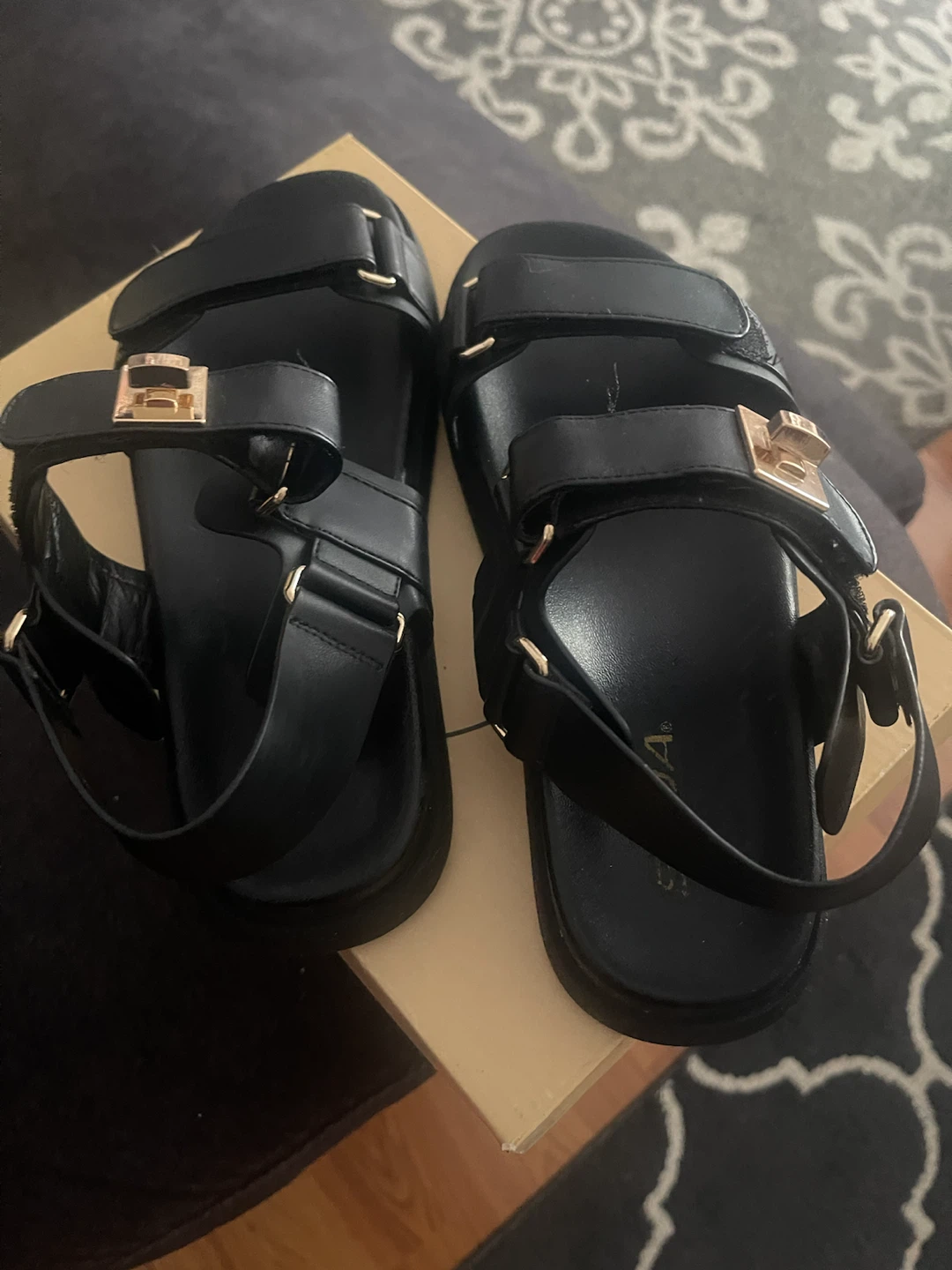 Soda Black PU Sandals Size 6.5 - photo 2