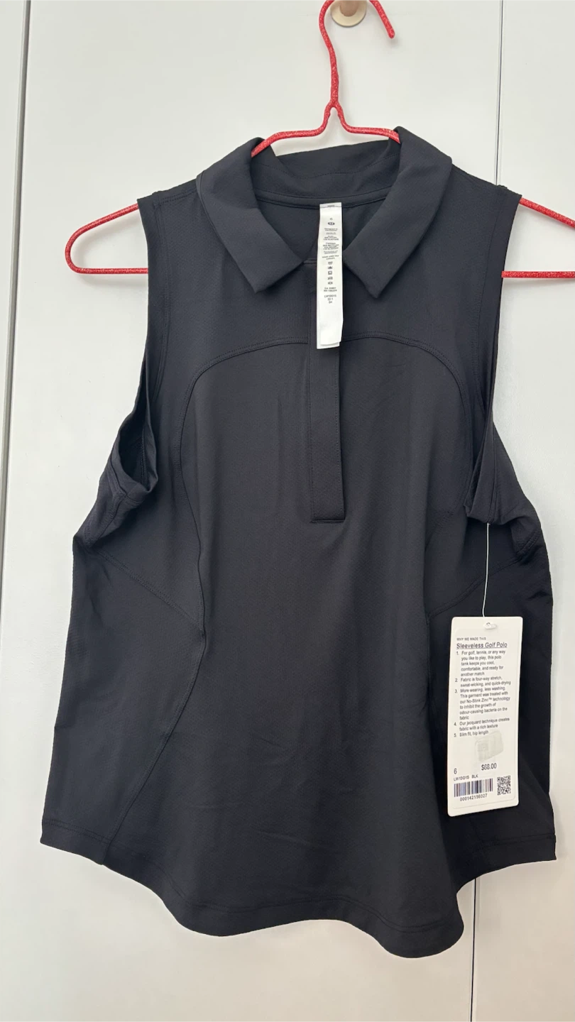 Lululemon Sleeveless Golf Polo Shirt Black Size 6