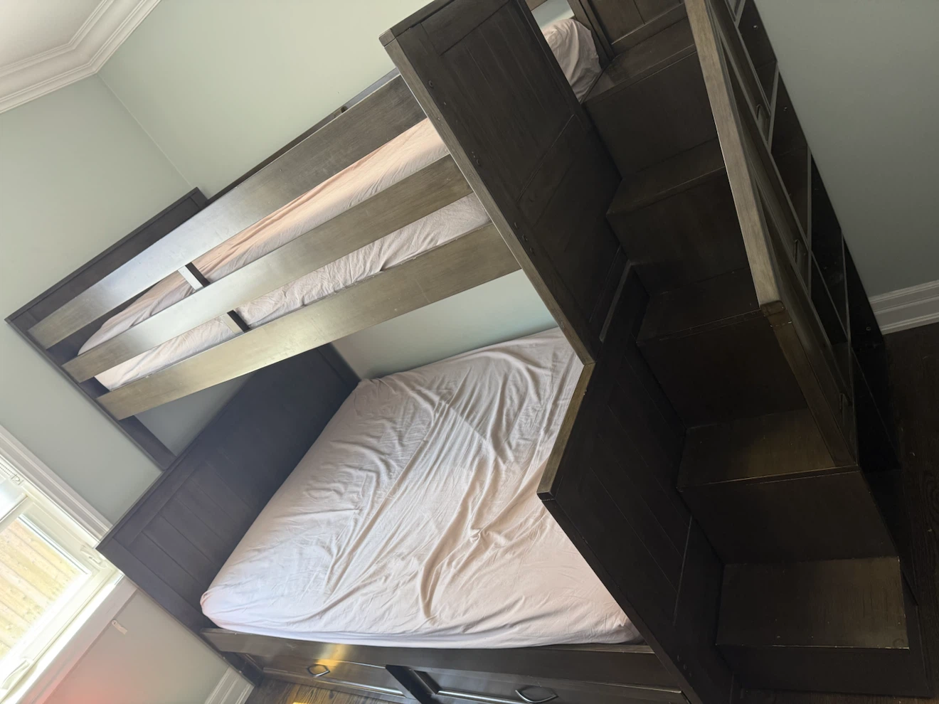 Dark Wood Bunk Bed with Stairs and Storage - photo 5