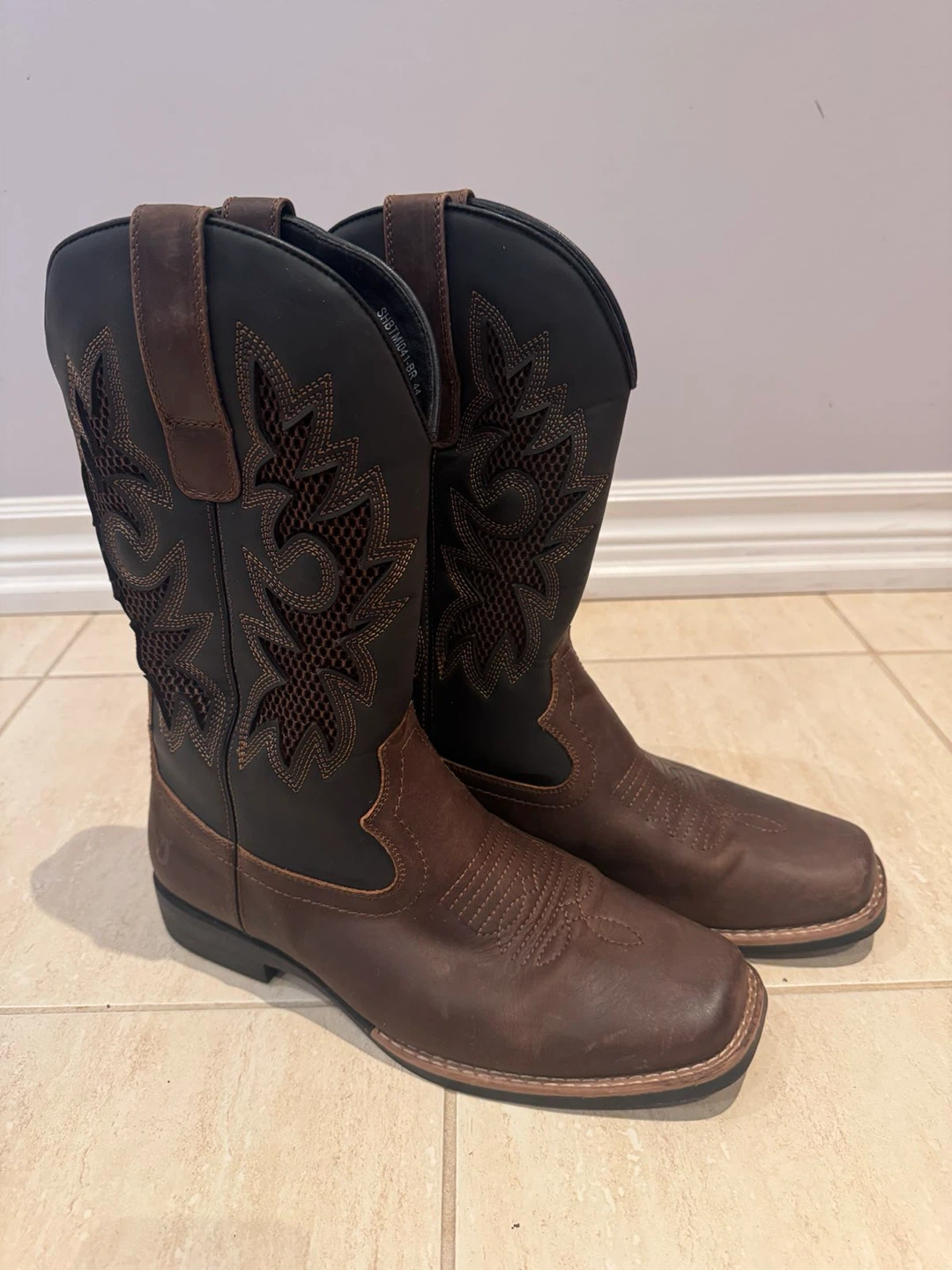 Men's Brown Square Toe Cowboy Boots