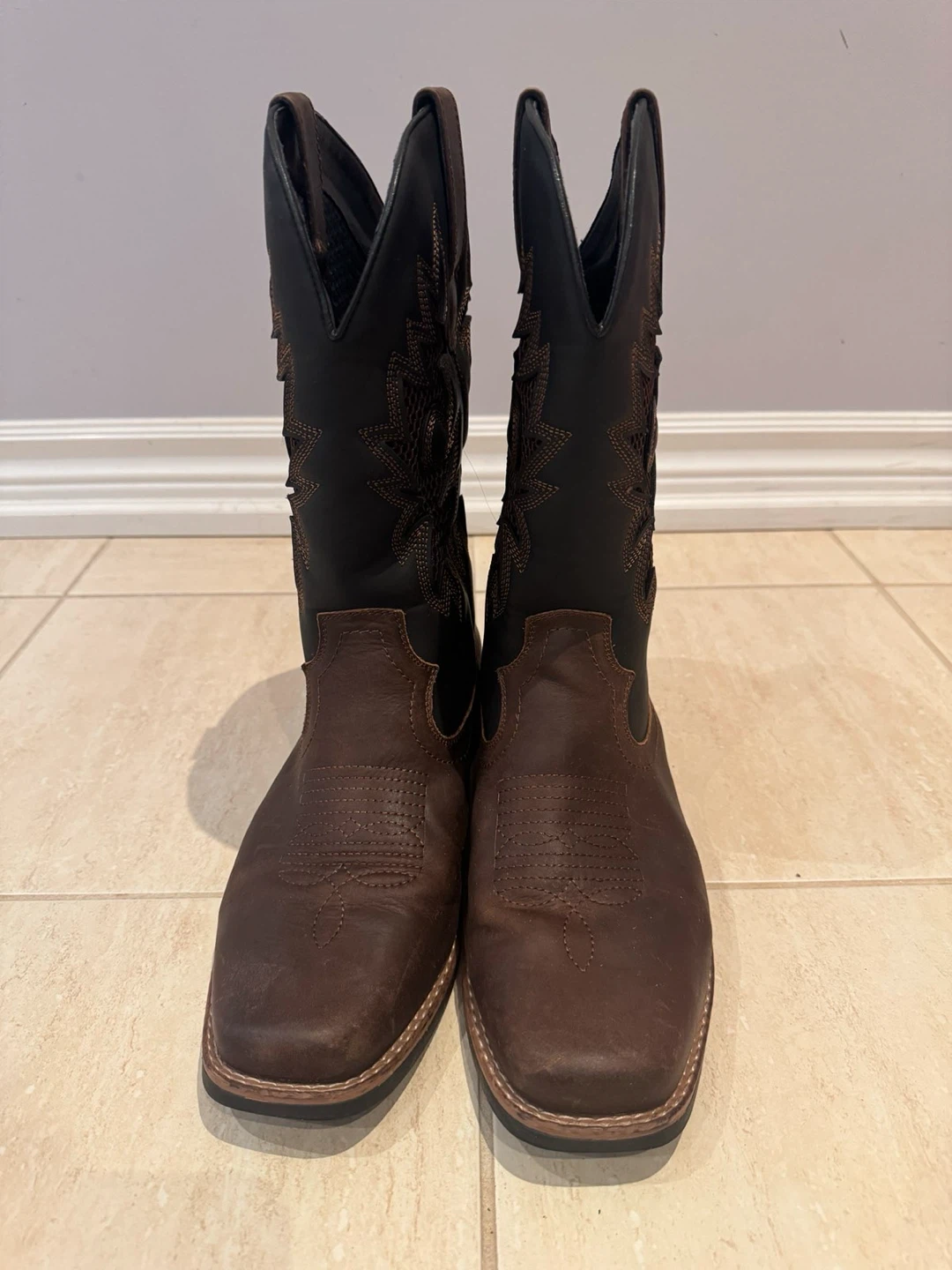 Men's Brown Square Toe Cowboy Boots - photo 2