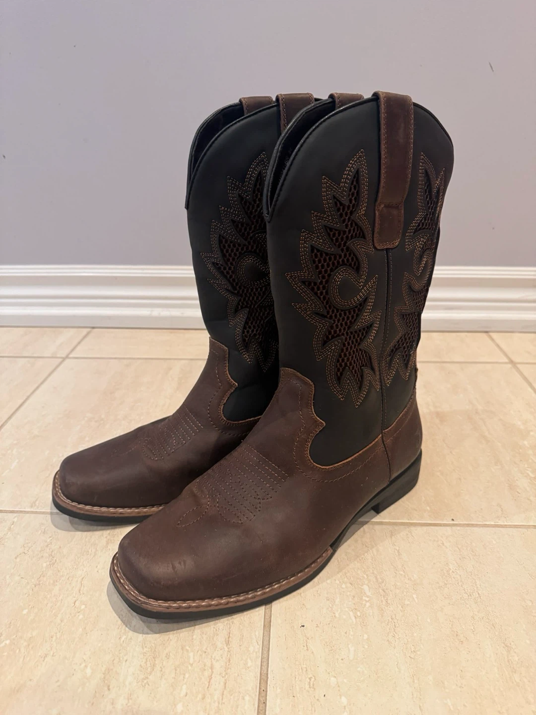 Men's Brown Square Toe Cowboy Boots - photo 3