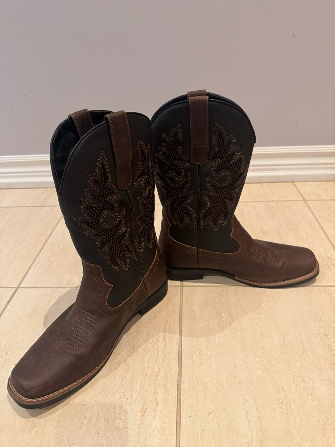 Men's Brown Square Toe Cowboy Boots - photo 4