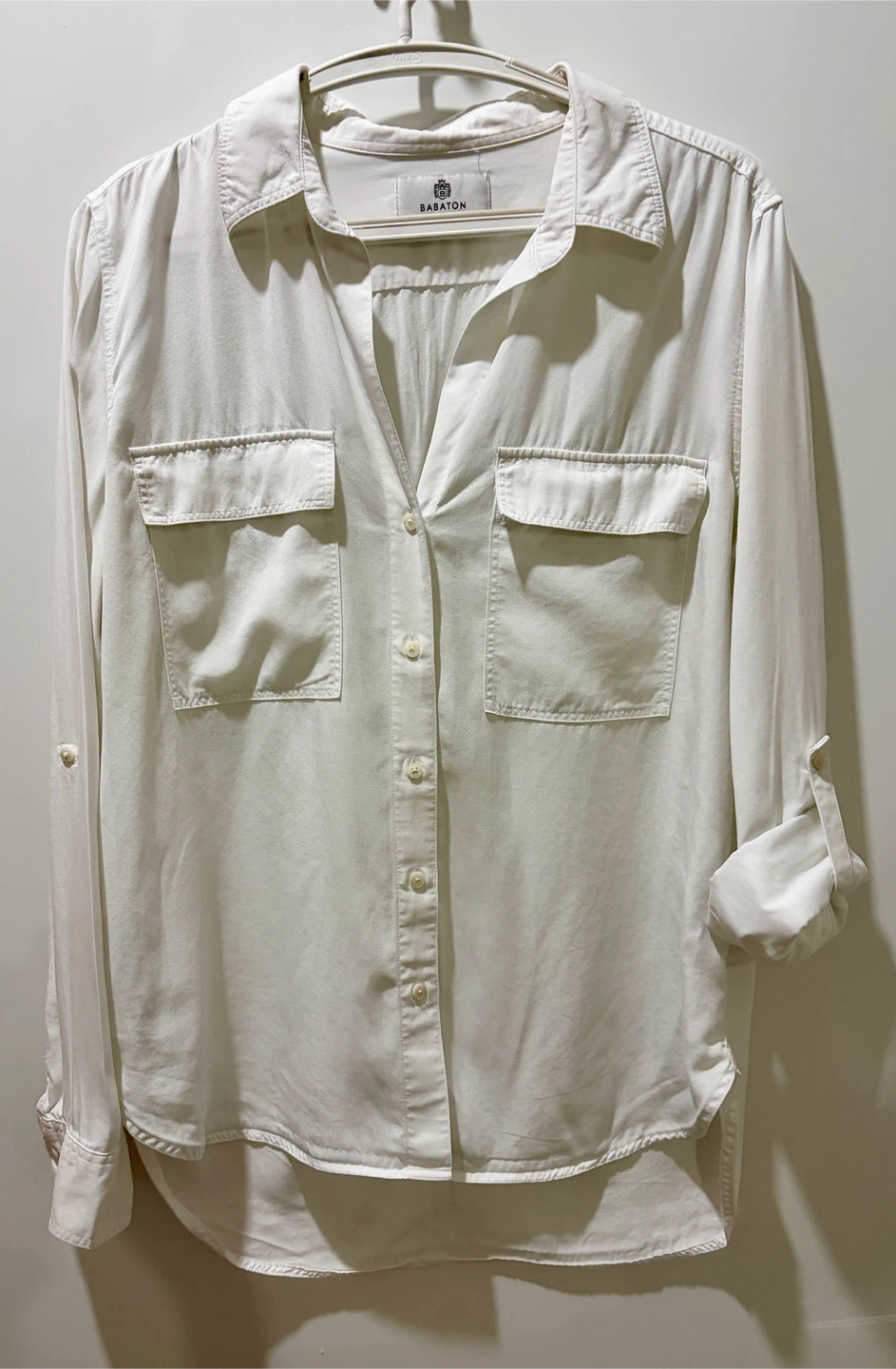 Babaton White Utility Poplin Shirt - Size S - photo 3