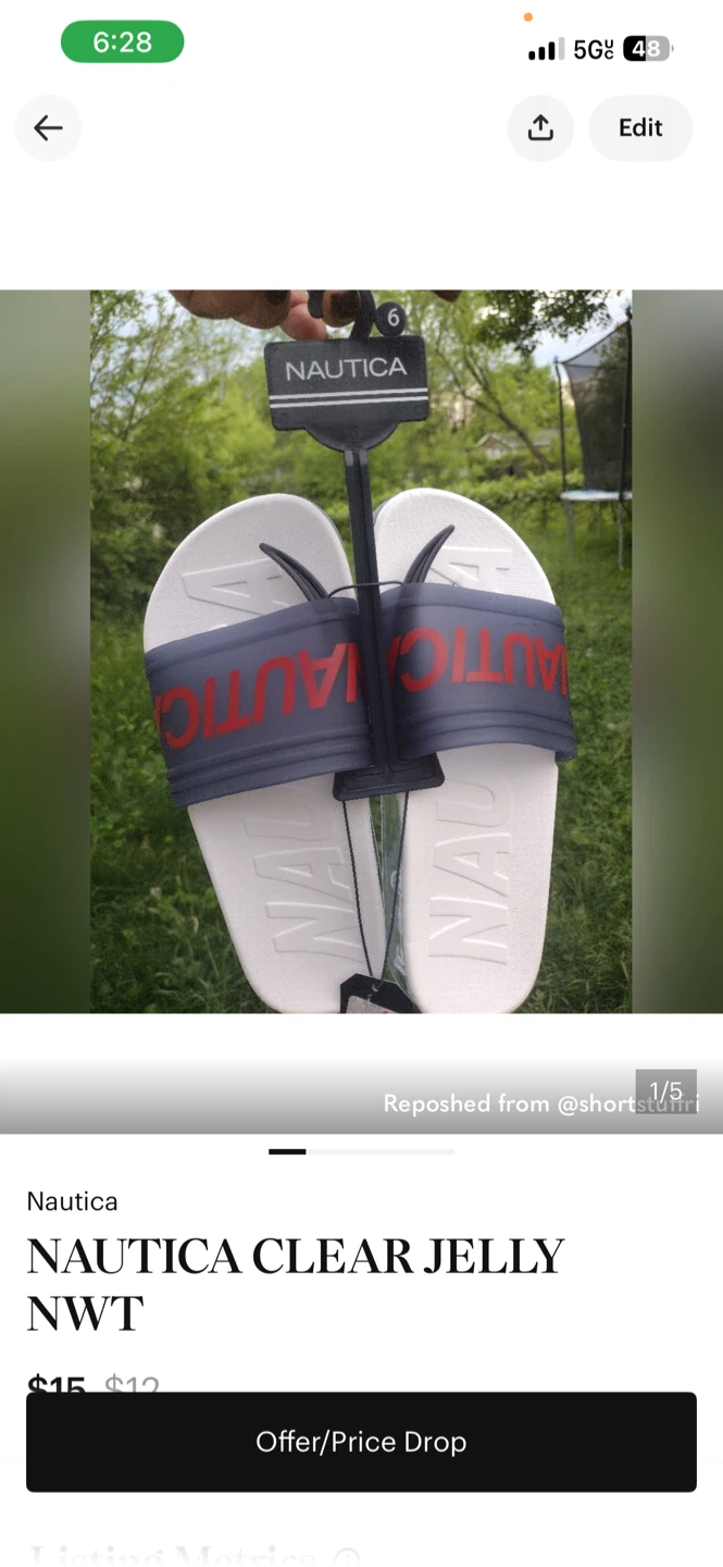 Nautica Clear Jelly Slides Size 6