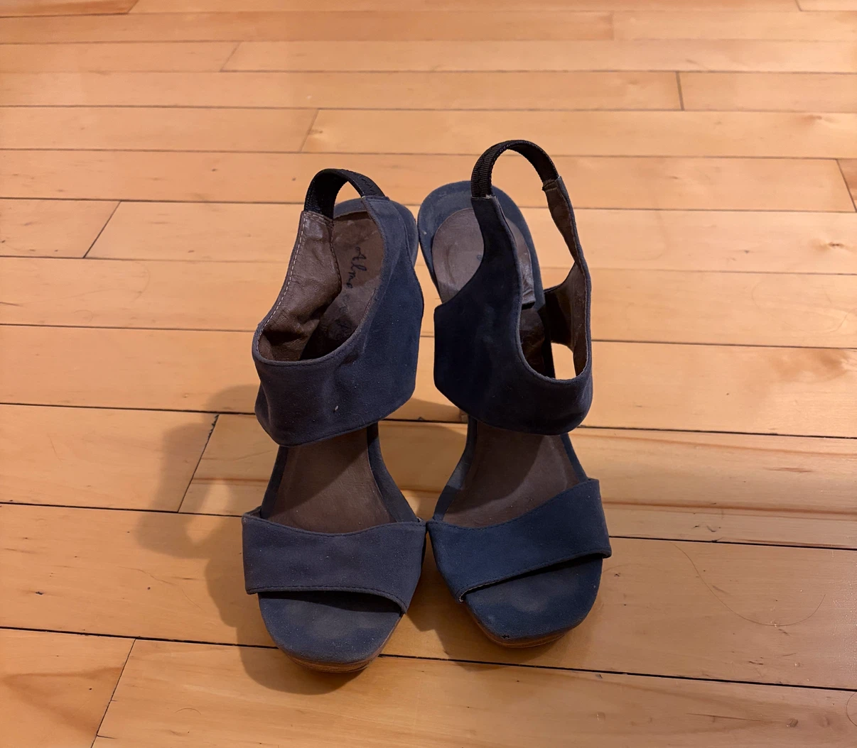 Blue Suede Slingback Heels