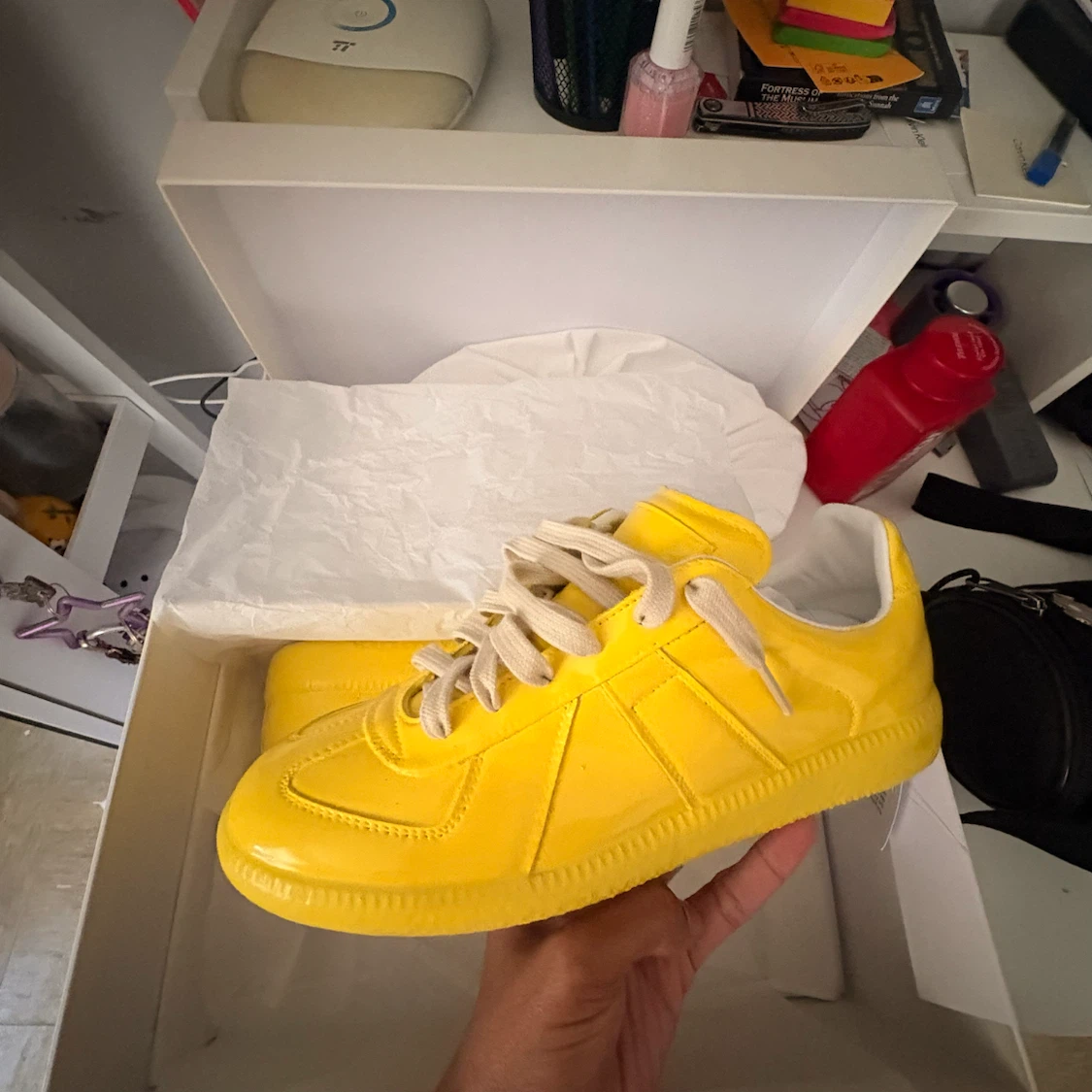 maison margiela gat women’s high shine sneaker