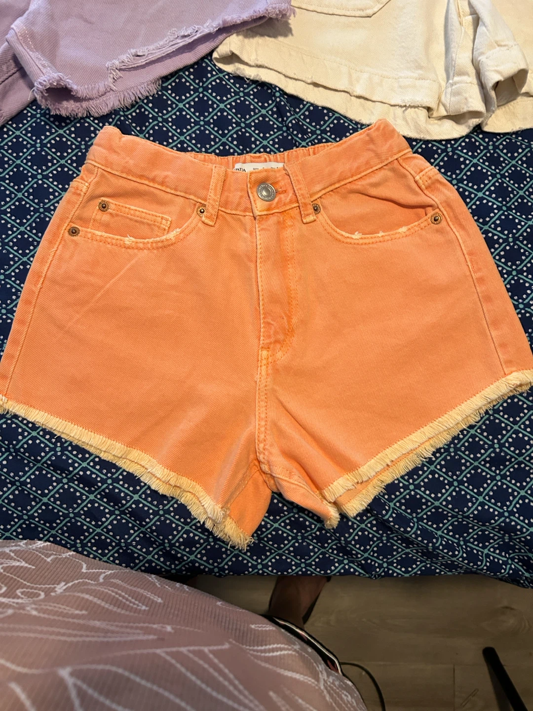 Zara Orange Denim Shorts Size 9