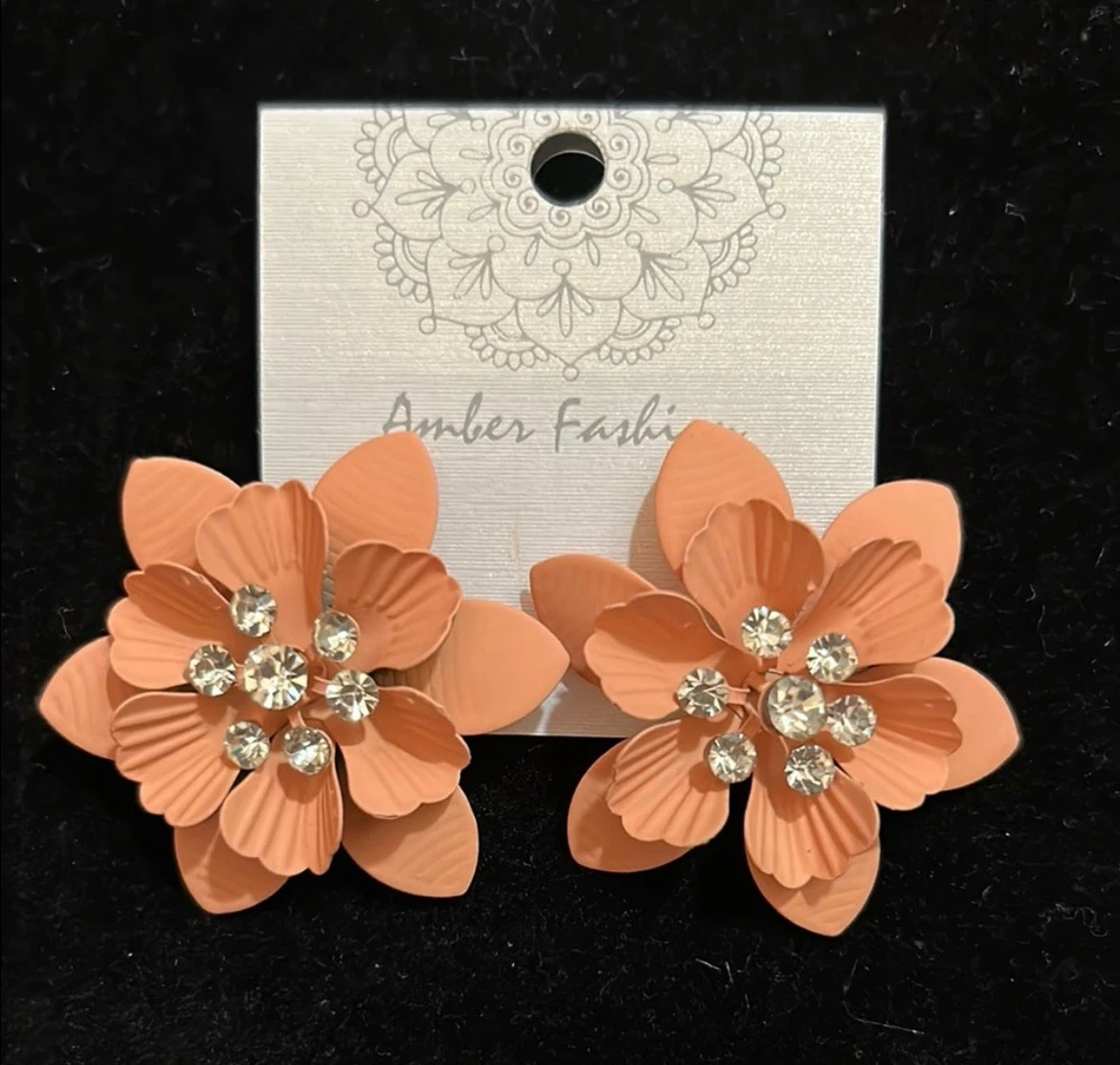 Amber Fashion Peach Flower Earrings