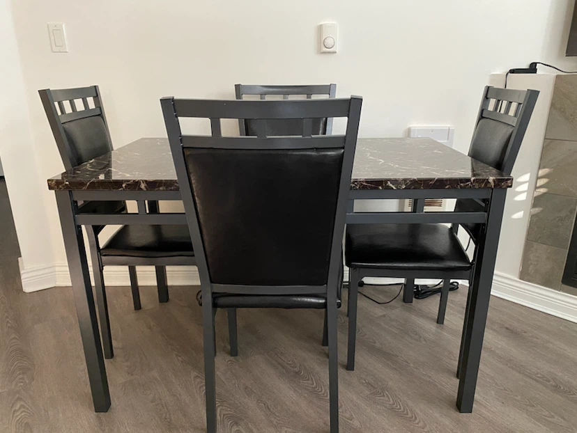 4-Piece Dining Set with Marble Look Table