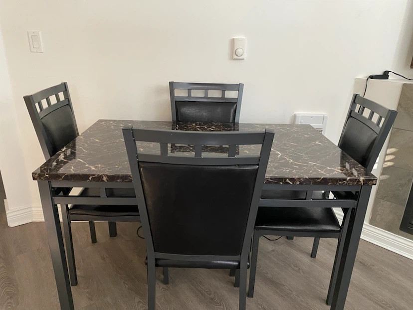 4-Piece Dining Set with Marble Look Table - photo 2