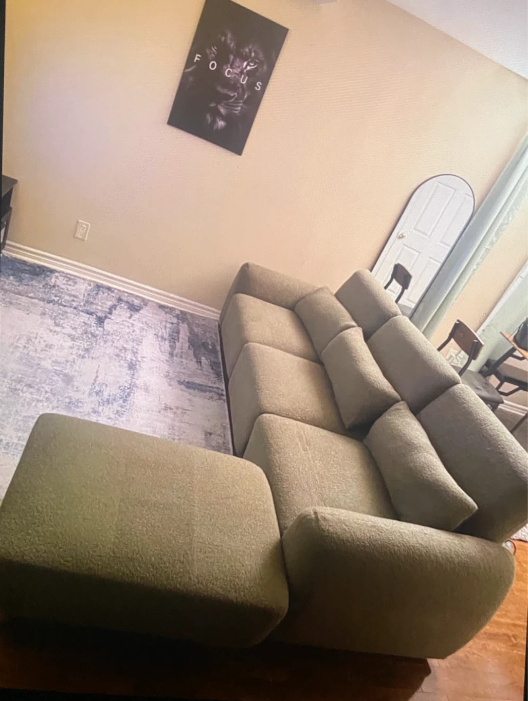 Green Sectional Sofa with Ottoman