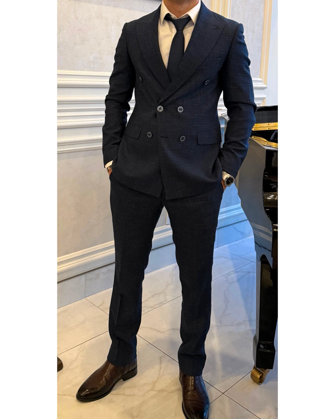 Men's Double-Breasted Suit - size 46 - photo 2