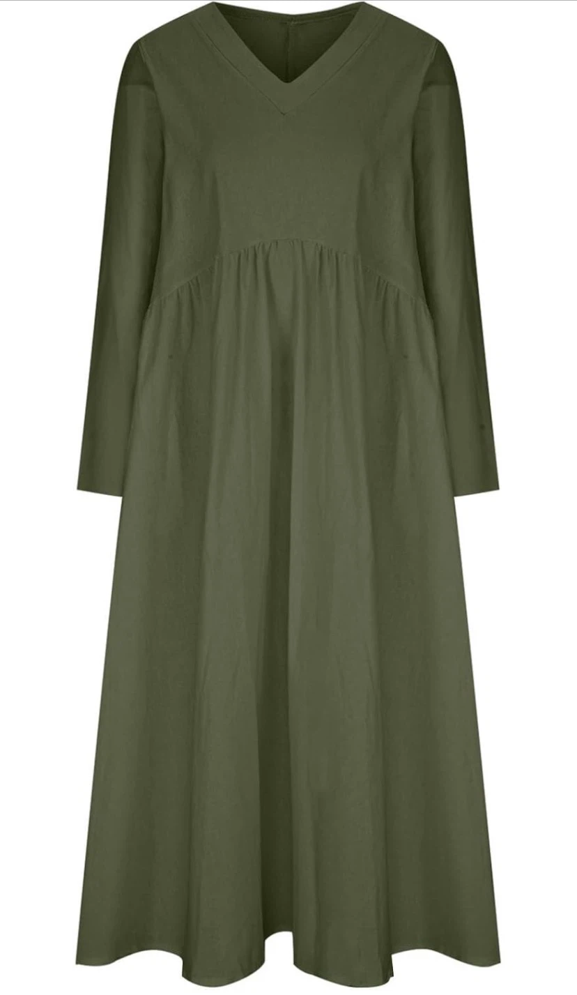 Brand New Olive Green Long Sleeve Maxi Dress – Size XL