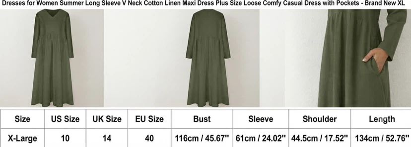 Brand New Olive Green Long Sleeve Maxi Dress – Size XL - photo 3