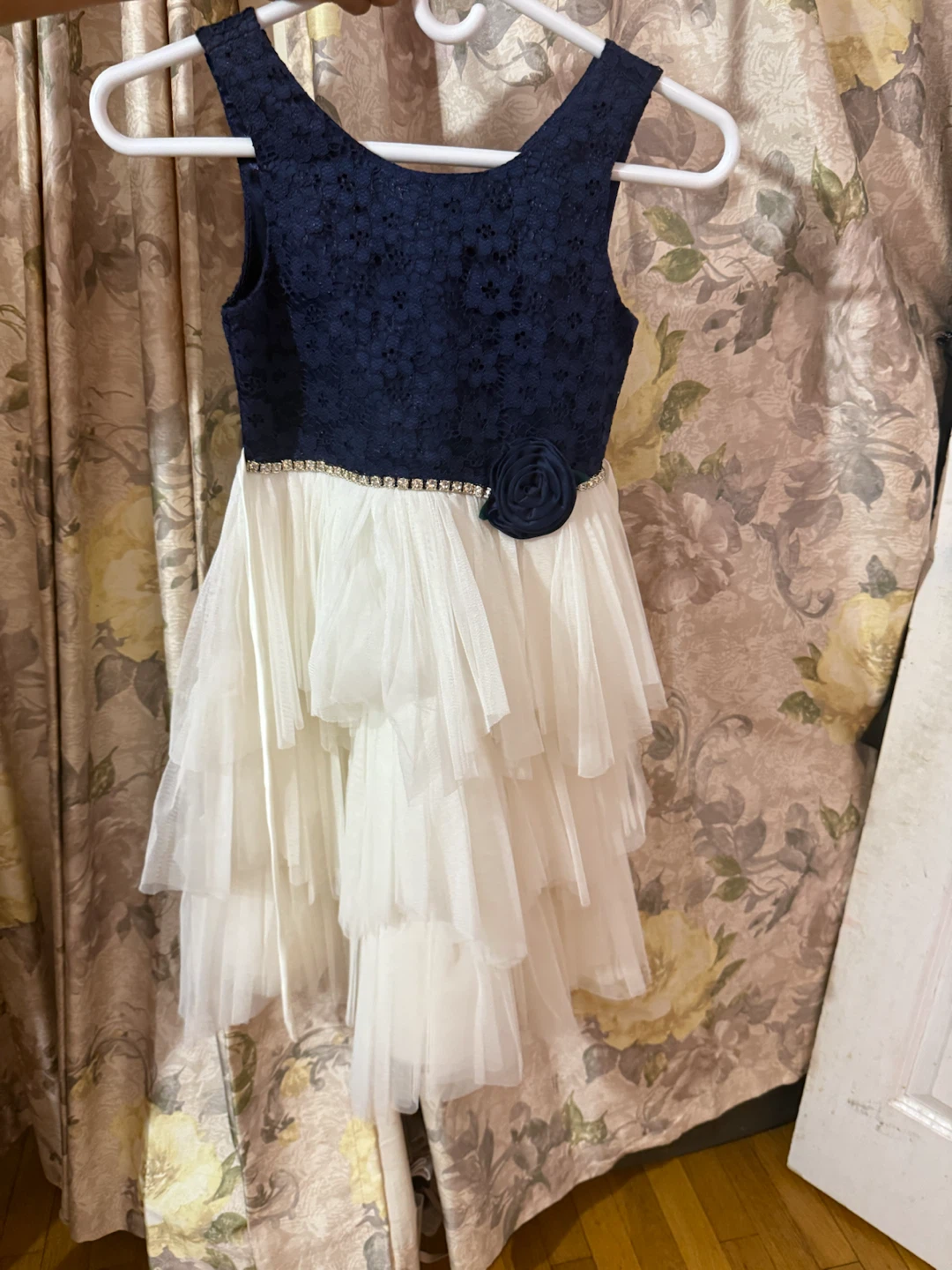 Girls Navy Lace & White Tulle Dress(American Princess)