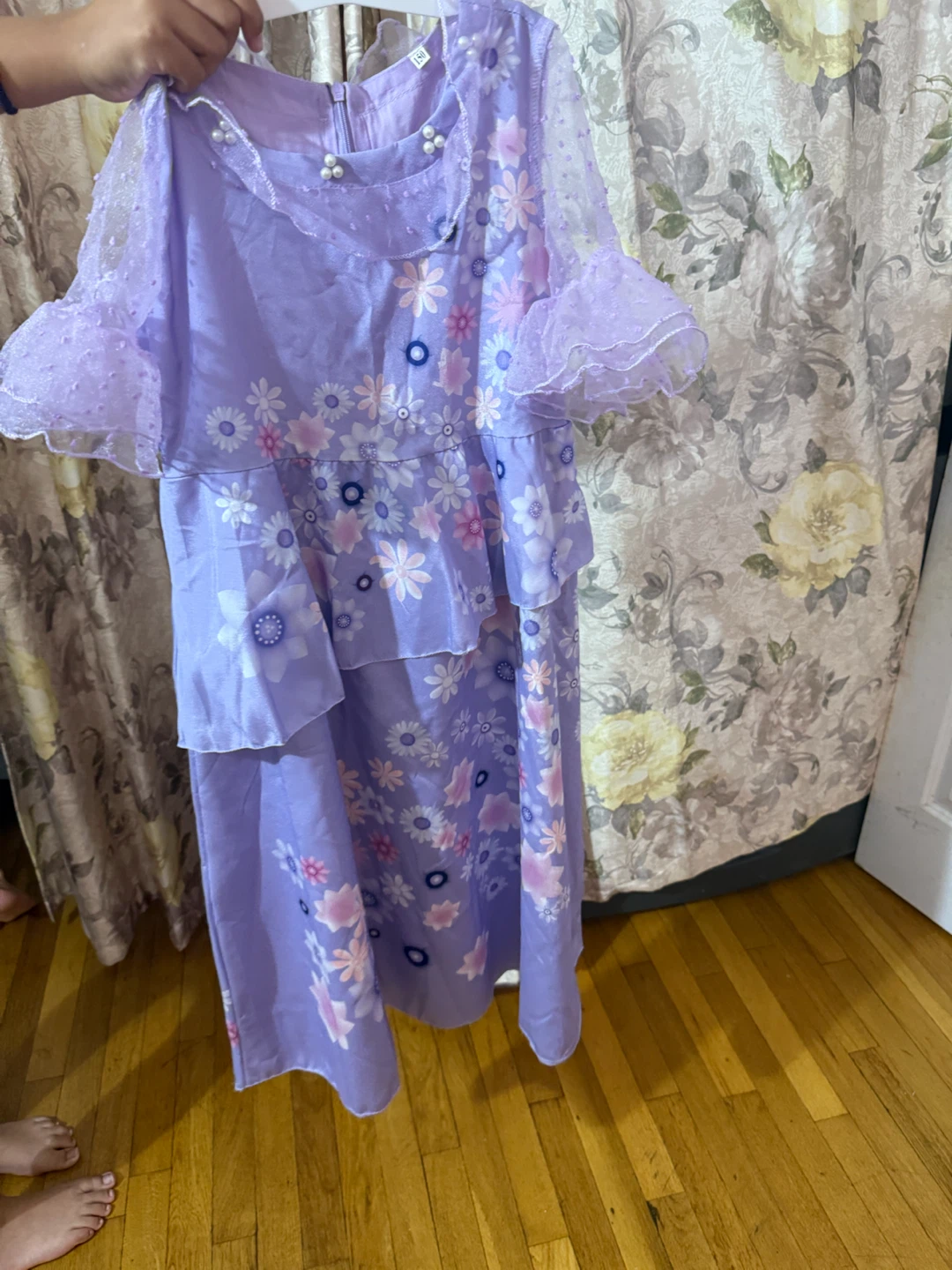 Girls Purple Floral Dress with Sheer Sleeves(Isabela dresses) - photo 2