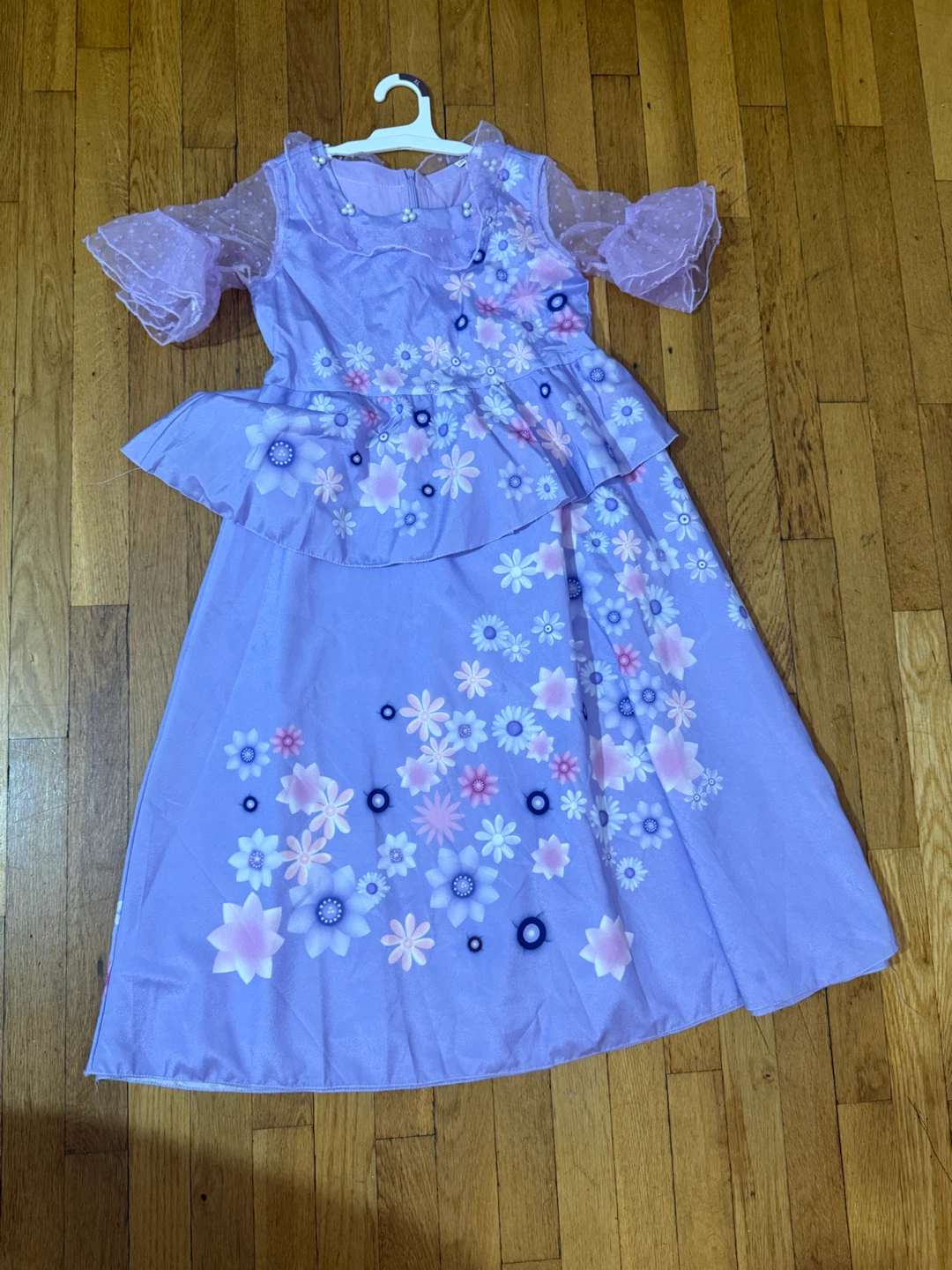 Girls Purple Floral Dress with Sheer Sleeves(Isabela dresses) - photo 3