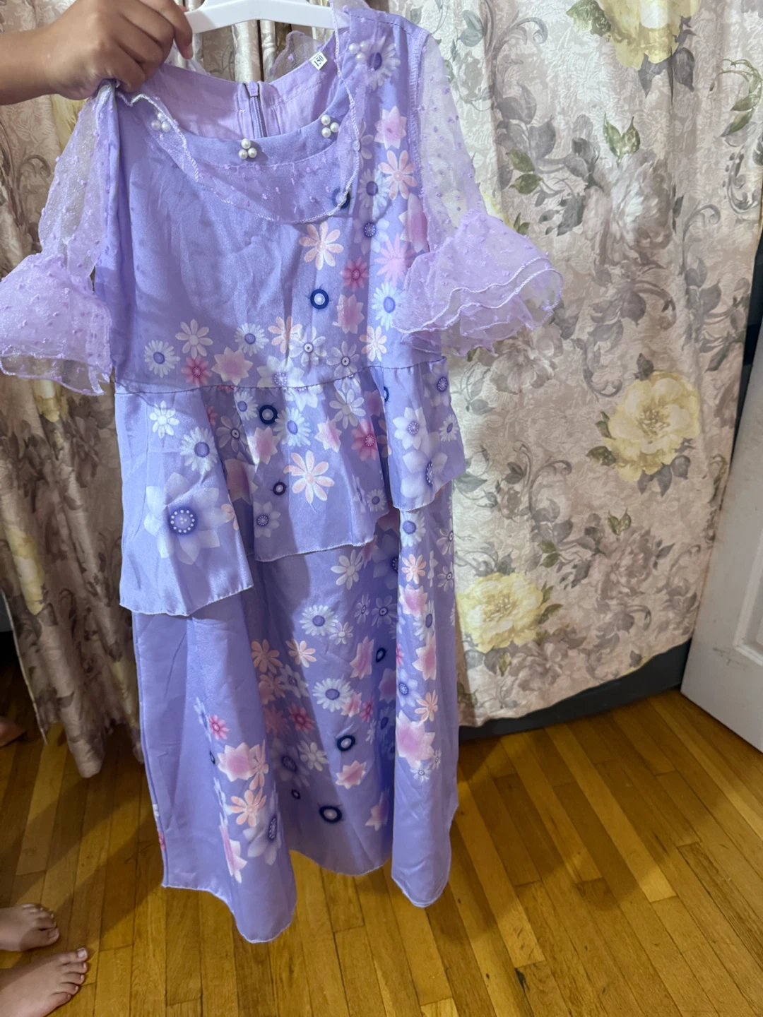 Girls Purple Floral Dress with Sheer Sleeves(Isabela dresses) - photo 4