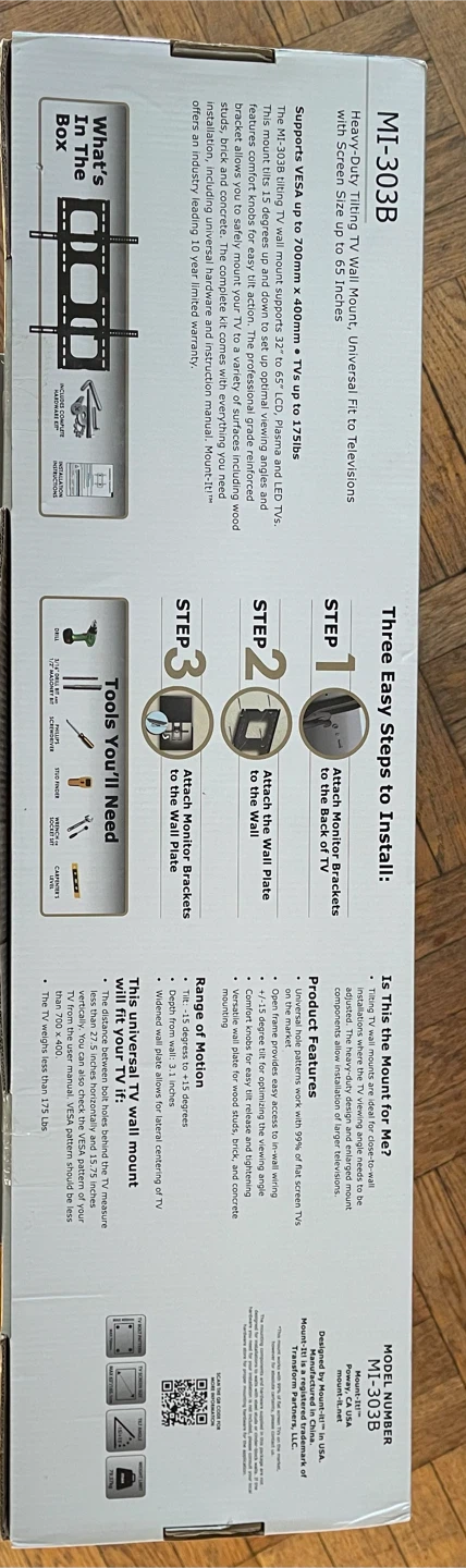 MOUNT-IT! MI-303B Heavy-Duty Tilting TV Wall Mount - photo 2
