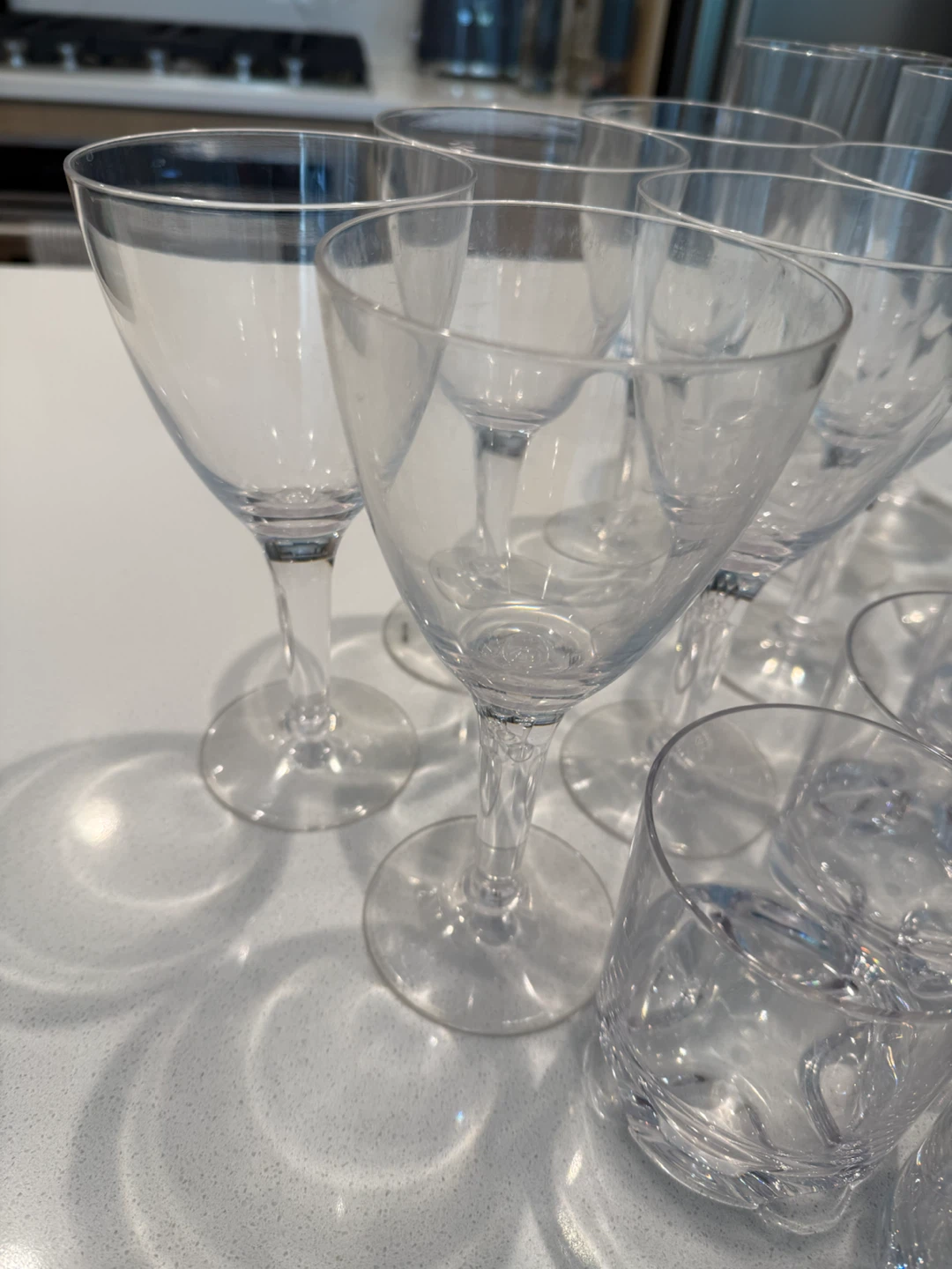 Set of clear acrylic glassware