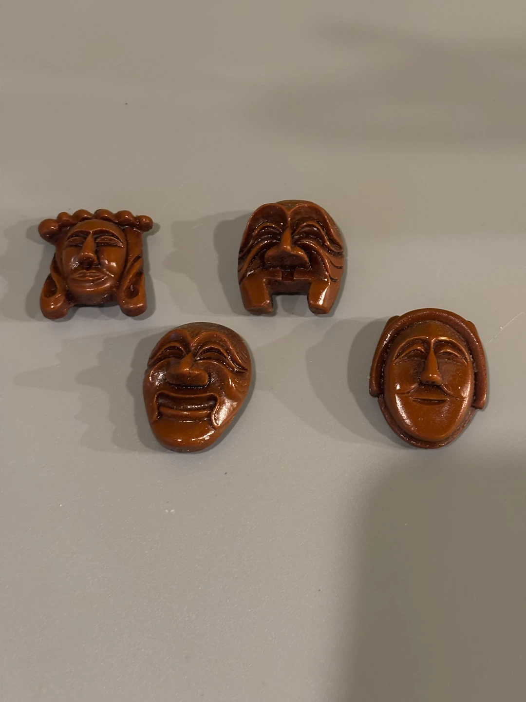 Set of 4 Wooden Face Magnets