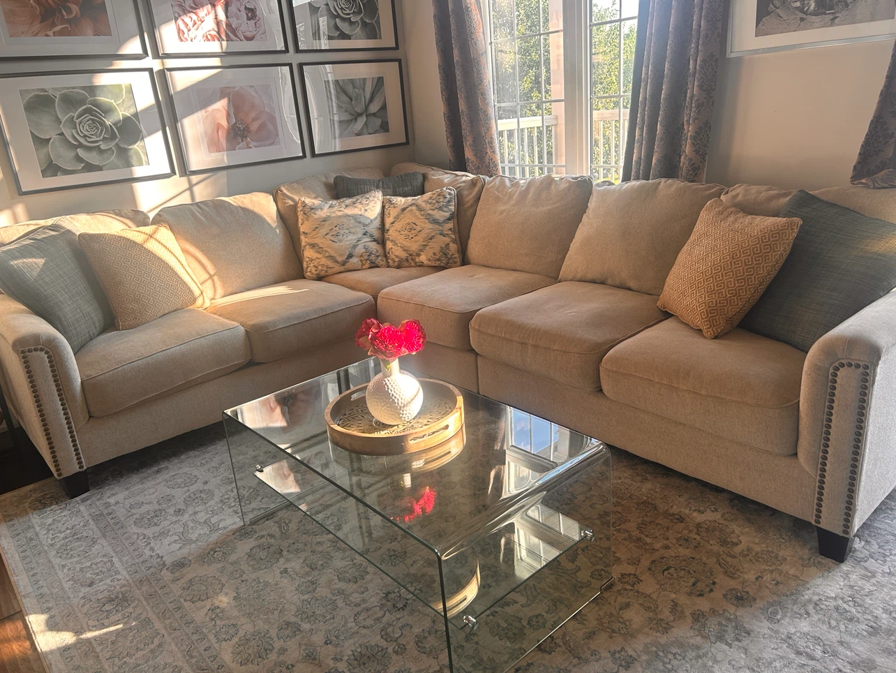 Sectional Sofa with Studded Accents