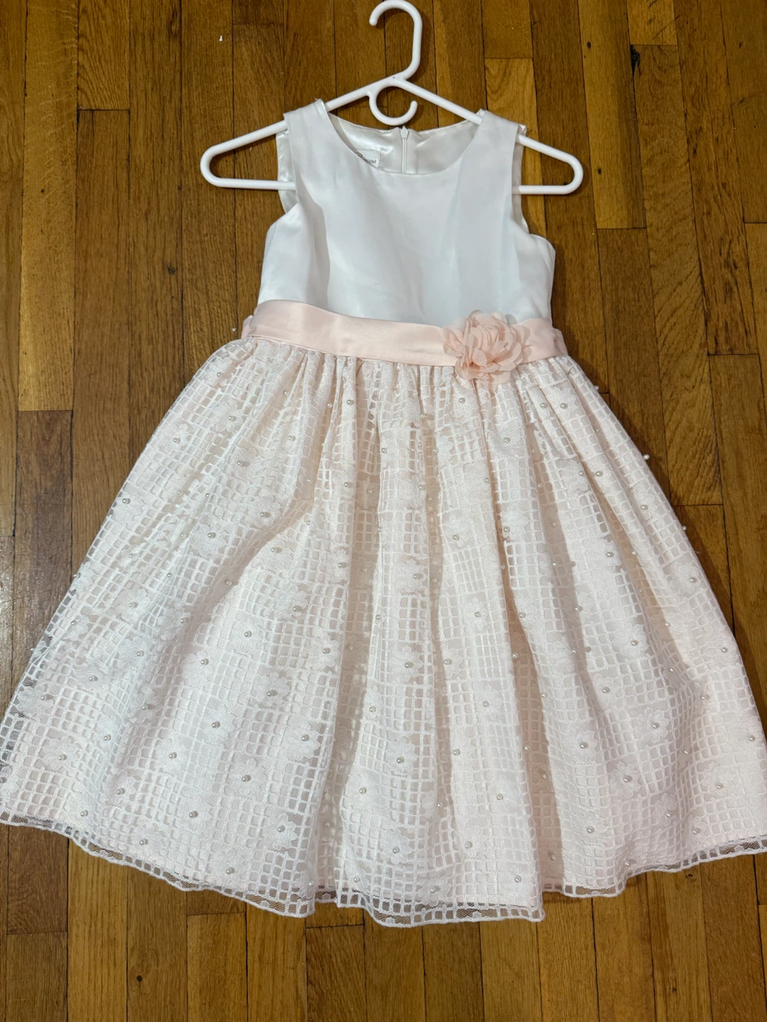 Girls Pink Flower Belt Dress