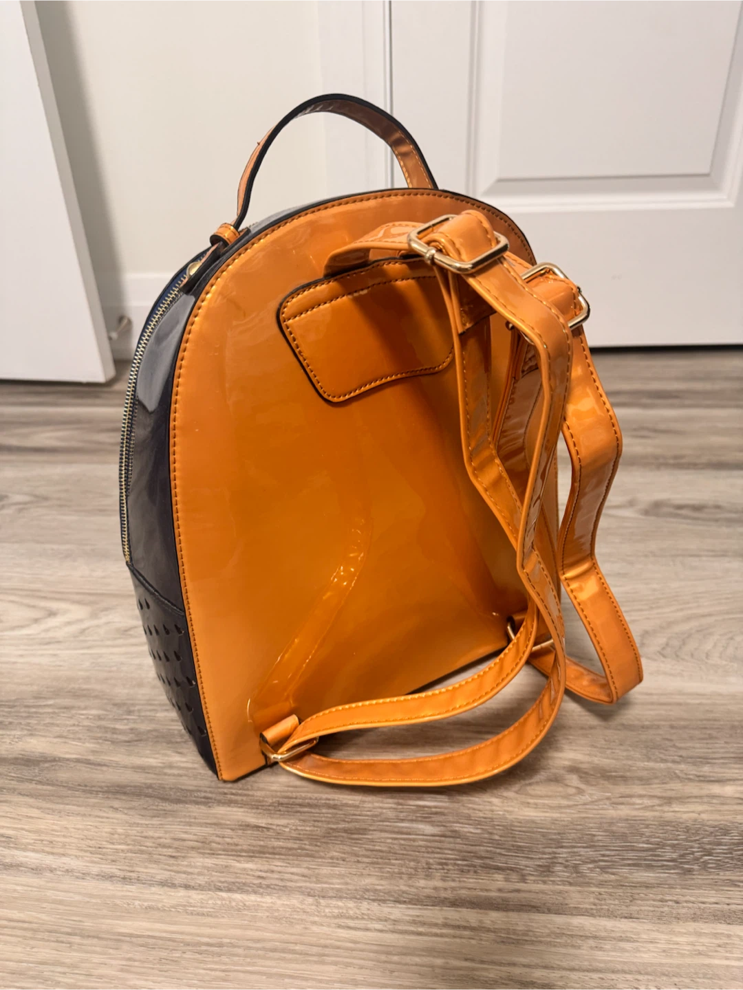 Brangio Italy Blue Patent Heart Cutout Mini Backpack - photo 5