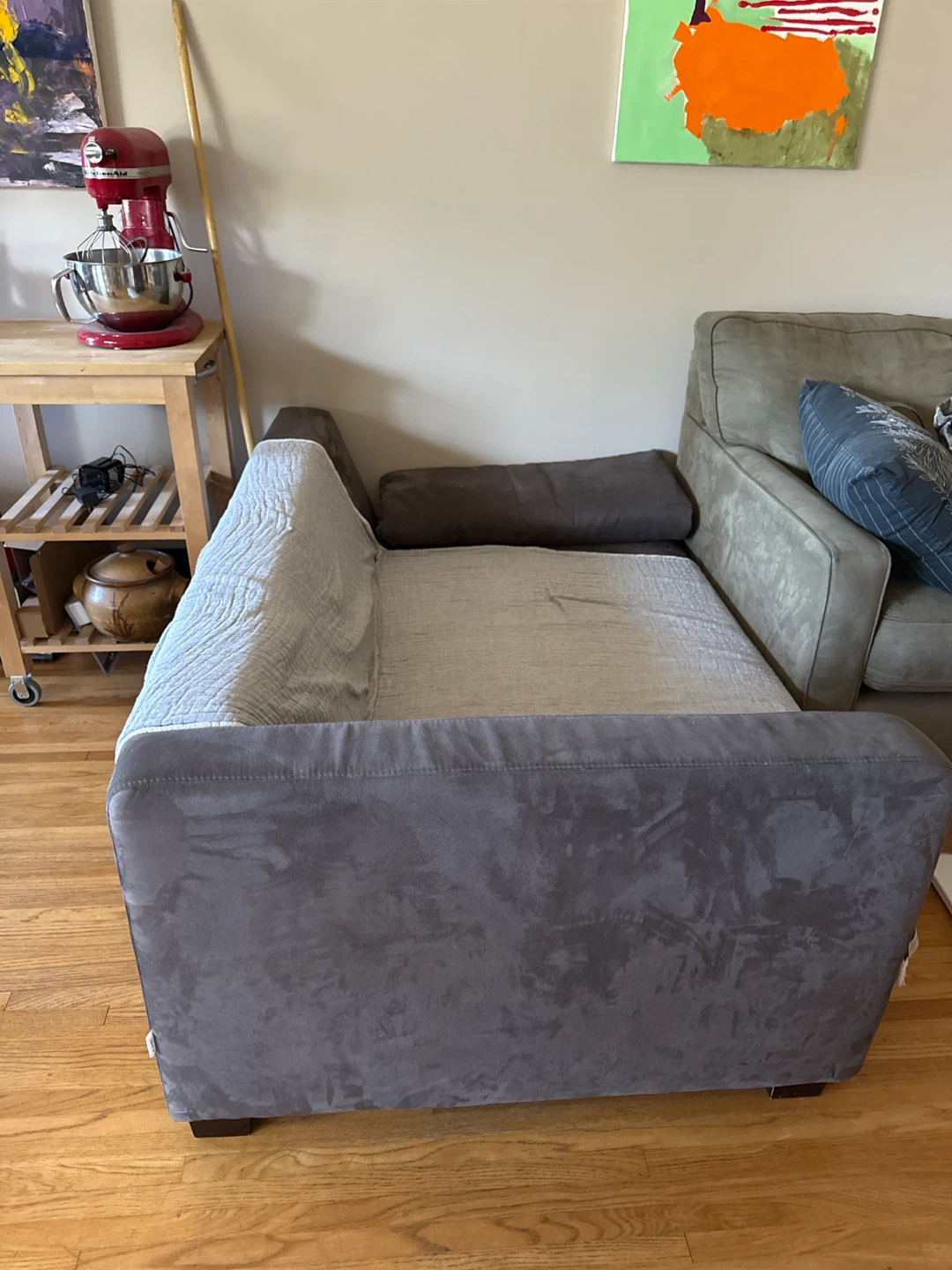 Dark Grey Suede Couch- usable - photo 2