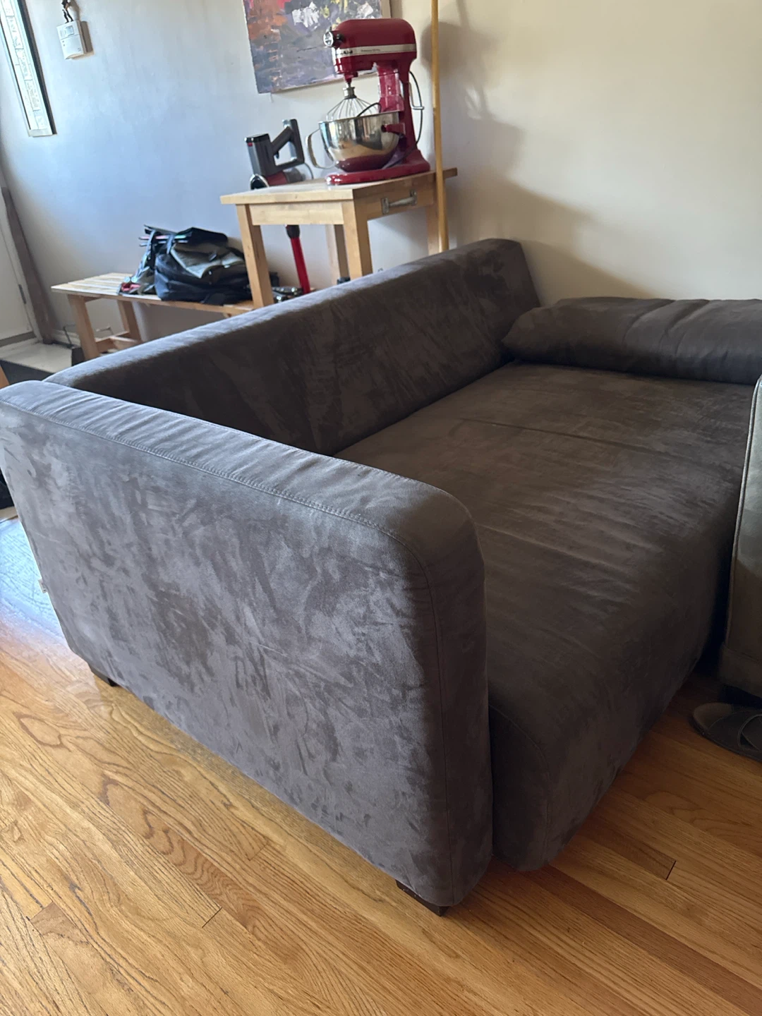 Dark Grey Suede Couch- usable - photo 4