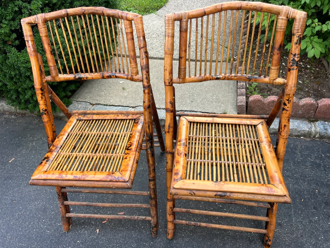 Pair of Bamboo Folding Chairs